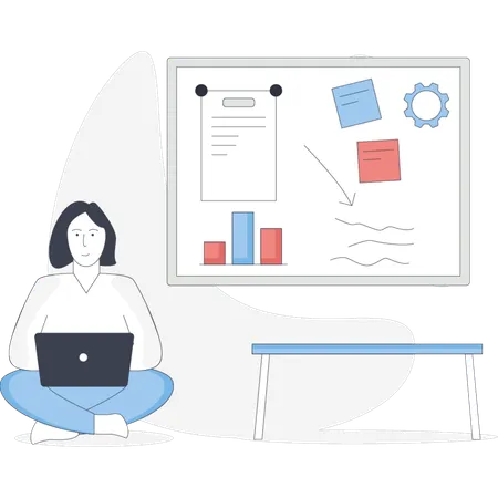Young lady doing project management  Illustration