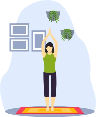 Young lady doing standing yoga  Illustration