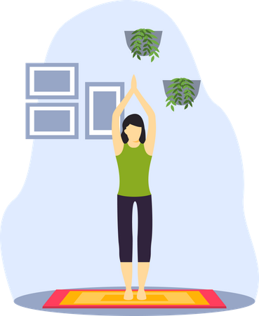 Young lady doing standing yoga  Illustration