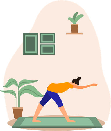 Young Lady Doing Surya Namaskar Yoga In Home  Illustration