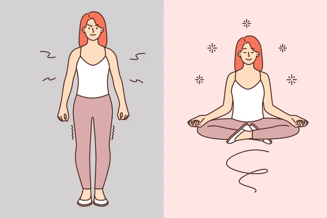 Young lady doing yoga exercises  Illustration