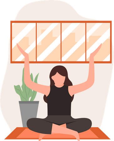 Young lady doing yoga in home  Illustration