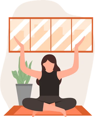 Young lady doing yoga in home  Illustration