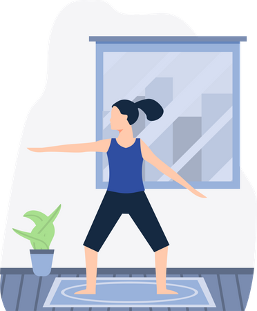 Young lady Doing Yoga in home  Illustration
