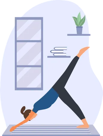Young lady Doing Yoga in room  Illustration