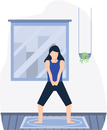 Young lady Doing Yoga in yoga class  Illustration