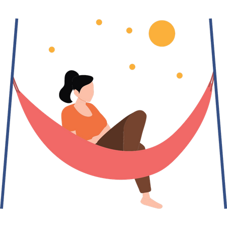 Young lady enjoying hammock  Illustration