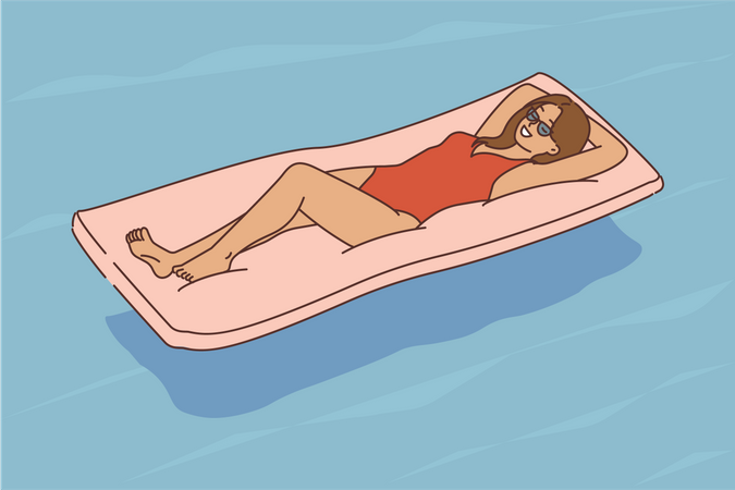 Young lady enjoying summer vacation  Illustration
