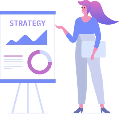 Young lady explaining business strategy  Illustration