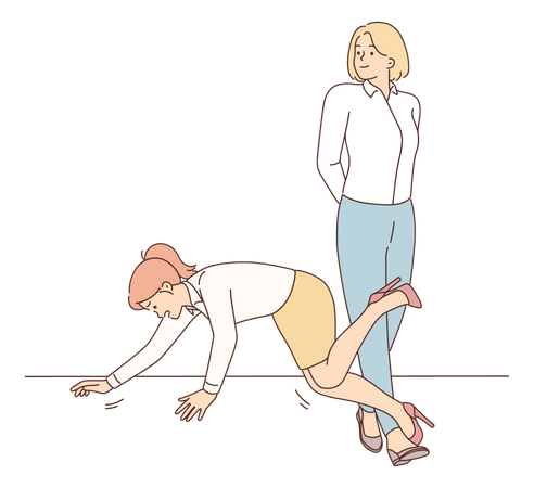 Young lady fall down on floor  Illustration