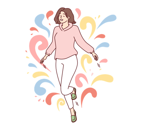 Young lady feeling free  Illustration