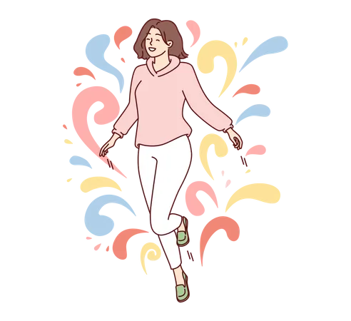 Young lady feeling free  Illustration