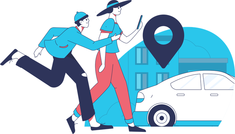 Young lady finding cab for transport  Illustration