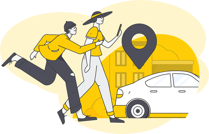 Young lady finding cab for transport  Illustration