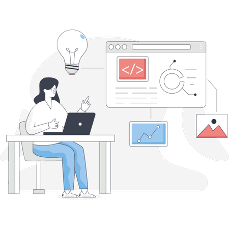 Young lady  finding web ideas  Illustration