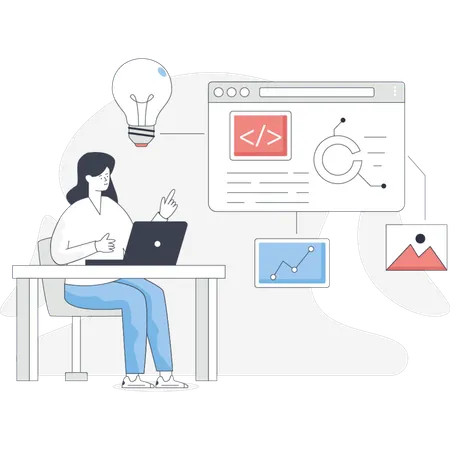 Young lady  finding web ideas  Illustration