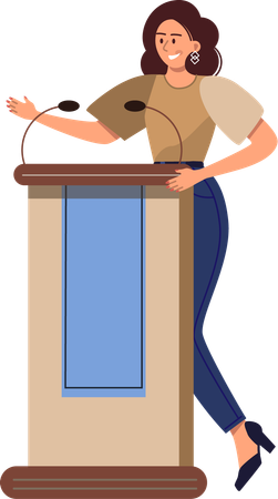 Young lady giving business speech in business function  Illustration