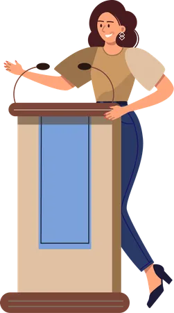 Young lady giving business speech in business function  Illustration