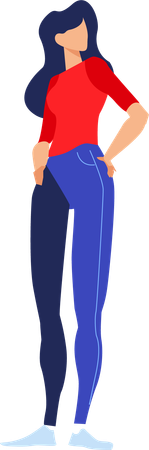 Young lady giving standing pose  Illustration