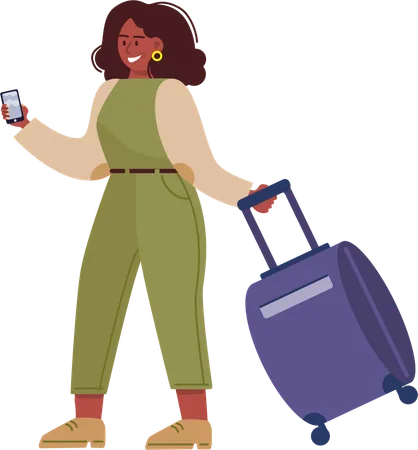 Young lady going for trip  Illustration