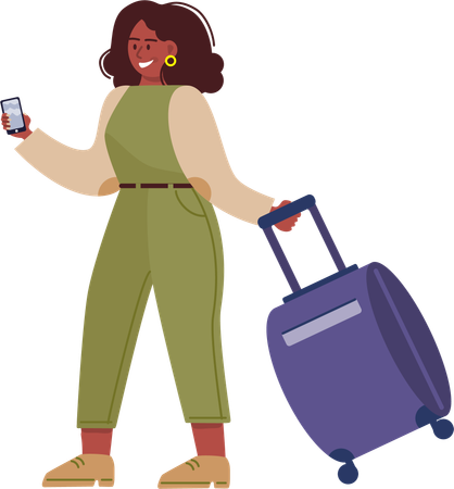 Young lady going for trip  Illustration