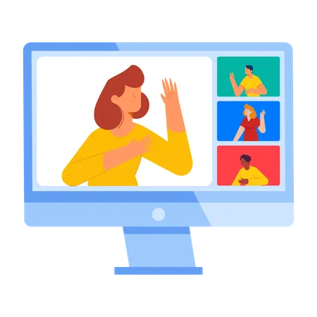 Young lady having business Webinar  Illustration