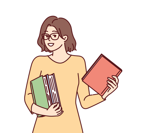 Young lady holding books  Illustration