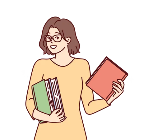Young lady holding books  Illustration