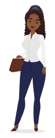Young lady holding briefcase  Illustration
