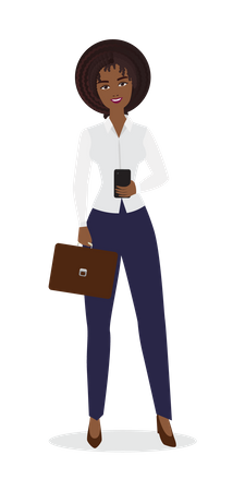Young lady holding coffee and briefcase  Illustration