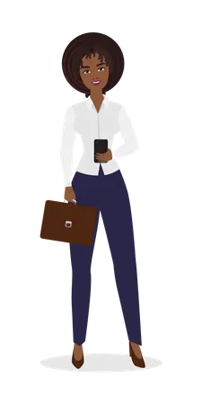 Young lady holding coffee and briefcase  イラスト