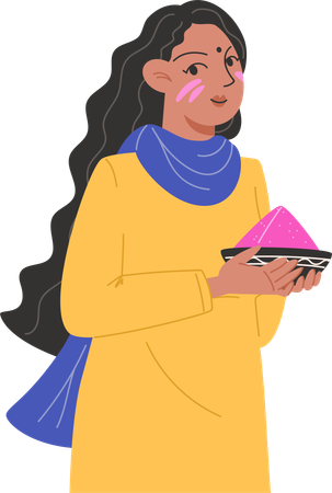 Young lady holding color plate  Illustration