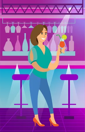 Young lady holding juice glass  Illustration