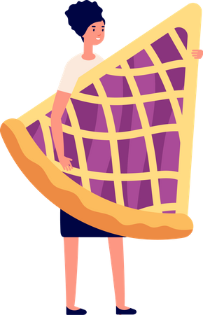 Young lady holding pizza slice  Illustration