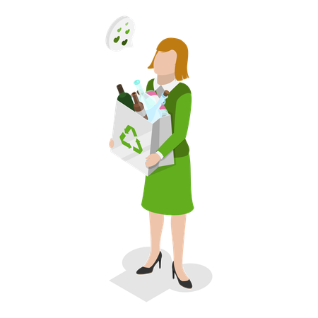 Young lady holding recycle garbage  Illustration