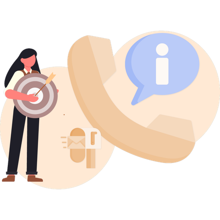 Young lady holding target goal  Illustration