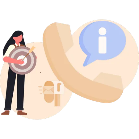 Young lady holding target goal  Illustration