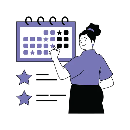 Young lady is giving star review  Illustration