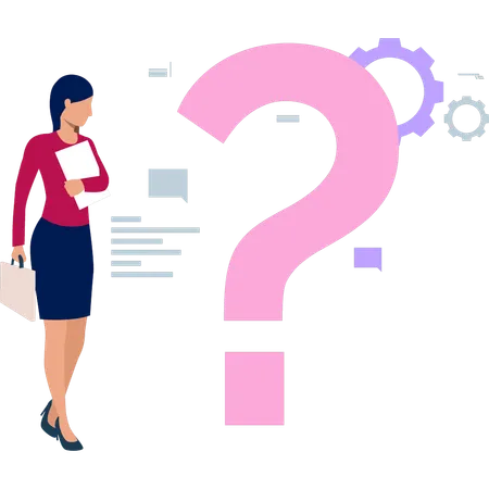 A Female Is Looking At The Question Mark Illustration
