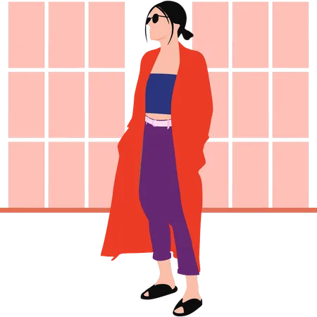 Young lady is wearing sunglasses  Illustration
