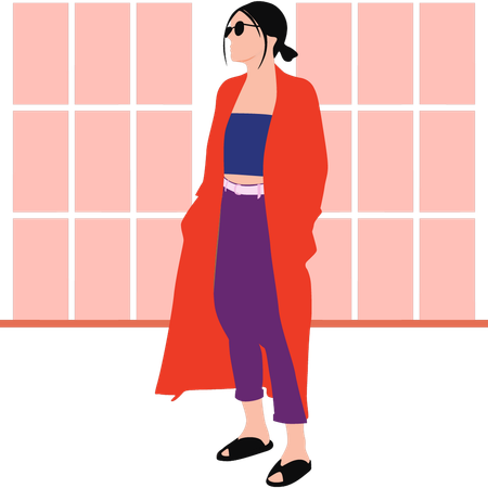 Young lady is wearing sunglasses  Illustration