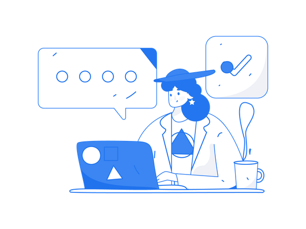Young lady looking business chat  Illustration