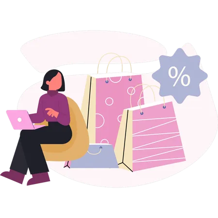 Young lady looking special discount marketing  Illustration