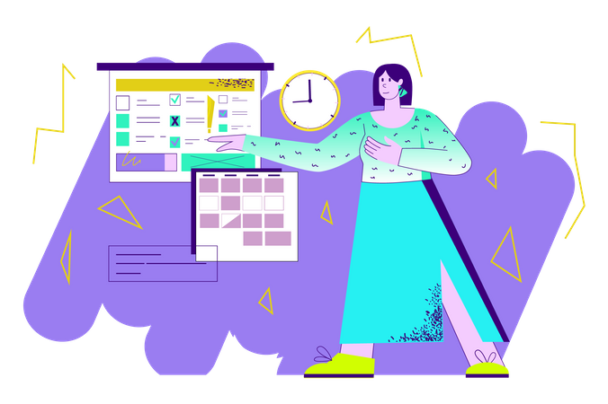 Young lady making business agenda  Illustration