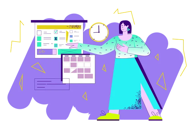 Young lady making business agenda  Illustration