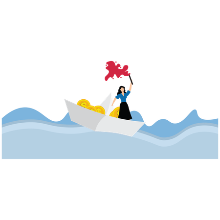 Young lady need help for business disaster  Illustration