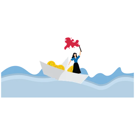 Young lady need help for business disaster  Illustration