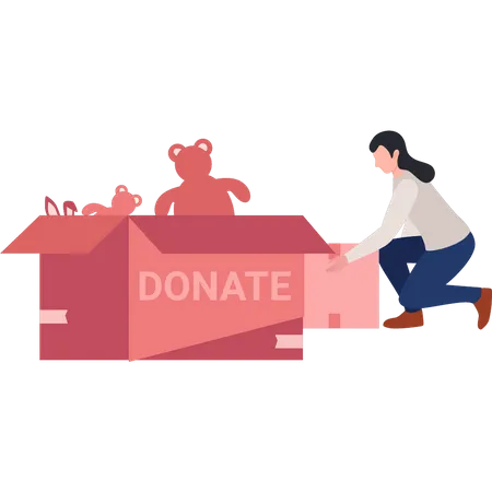 The Girl Is Packing Donation Boxes Illustration