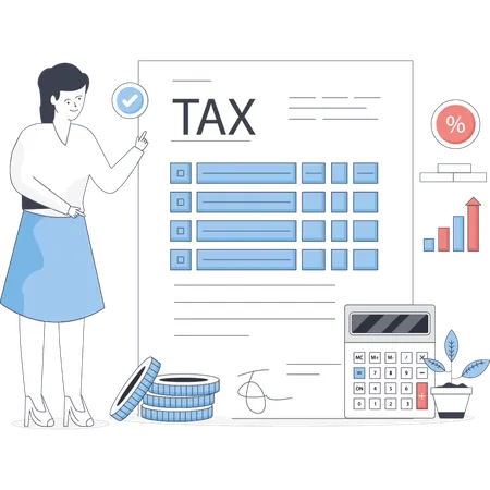 Young lady paying company tax  Illustration