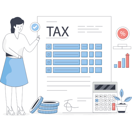 Young lady paying company tax  Illustration